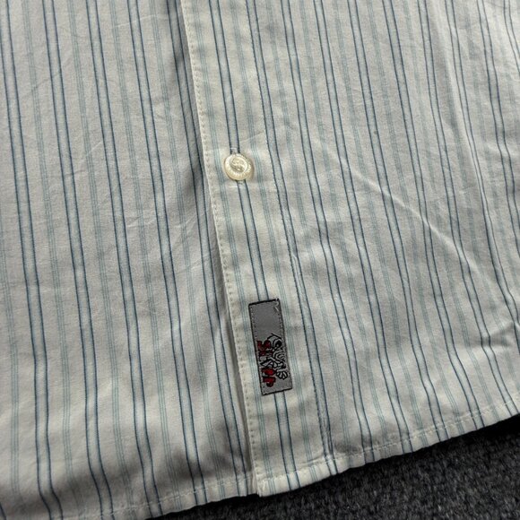 Quiksilver Short Sleeve Cotton Polyester XL Point Striped Blue Button Up Pocket - Picture 9 of 16
